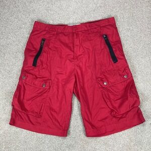 Decibel Cargo Shorts Mens 40 Red Zip Pocket Streetwear Utility Relaxed Teactical